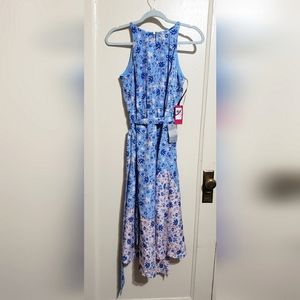 Vince Camuto Floral Colorblock Midi Dress in Periwinkle (Size 6)